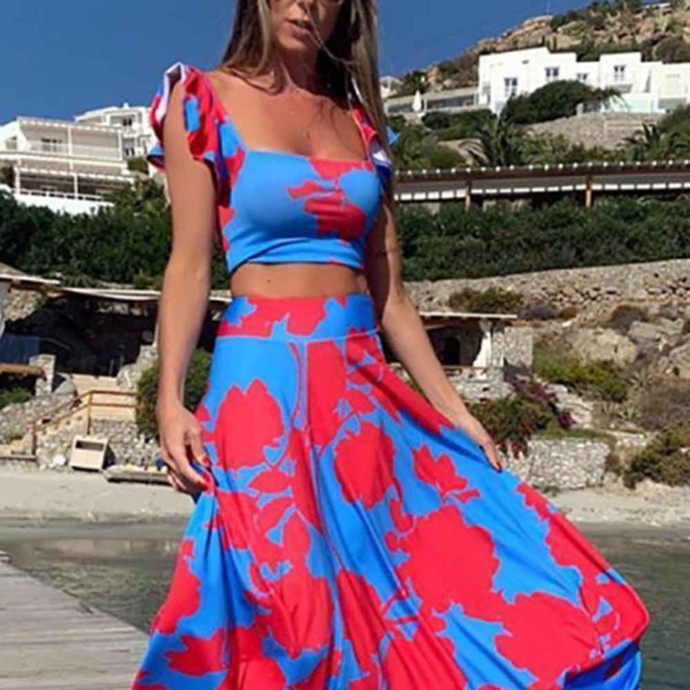 ISO gypsy boho skirt set red and blue